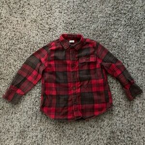 Crew Cuts boys red & brown flannel with arm patches.